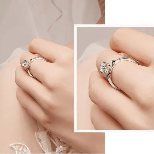 拍前联系客服周大福钻石裸钻婚戒定制蝴蝶结四爪戒托