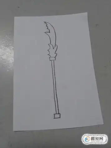 关羽的青龙偃月刀卡通简笔画速写古代青龙偃月刀简笔画关公刀简笔画及