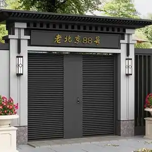 现代铁艺大门别墅庭院门家用花园入户门不锈钢单双开门农村门户外