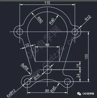 cad二维练习题117详细绘图步骤