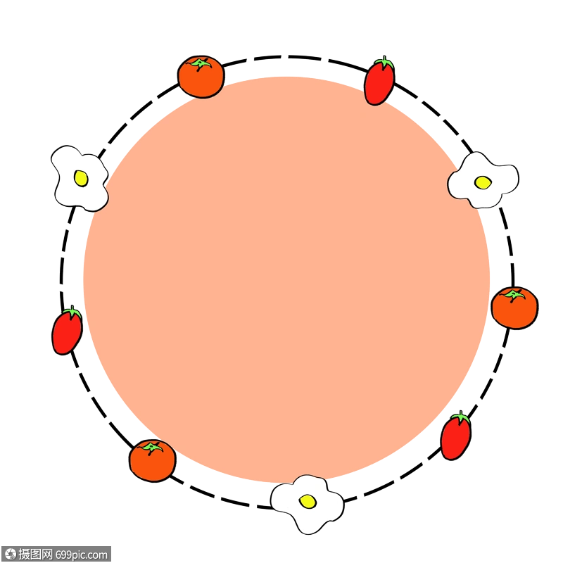 手绘卡通西红柿鸡蛋边框对话框