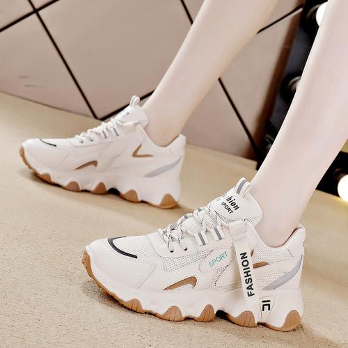 品牌断码特价女2023秋夏新款真皮老爹鞋运动女鞋百搭厚底防滑时尚