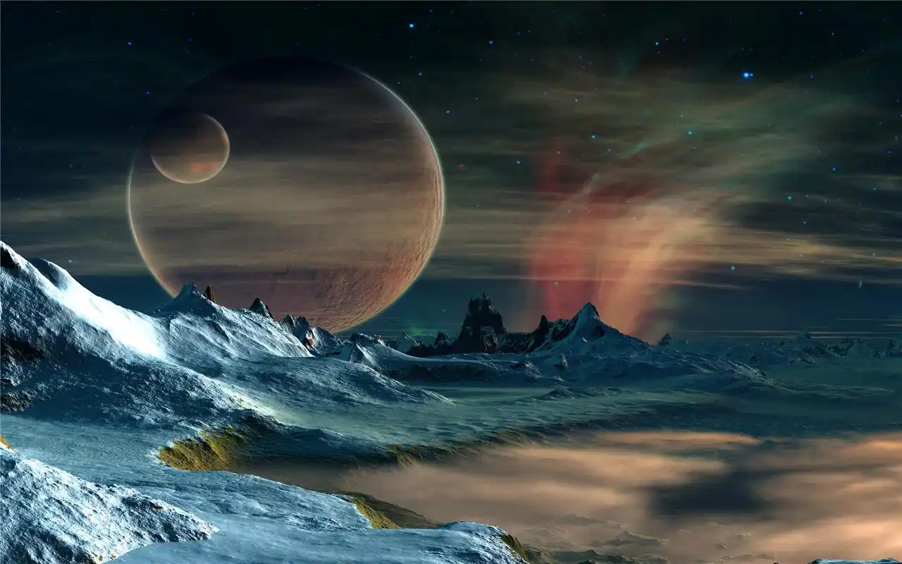 唯美震撼人心的月球山脉景色桌面壁纸下载