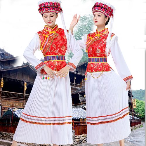 新款白族服装女云南大理少数民族金花舞蹈演出服葫芦丝表演服装