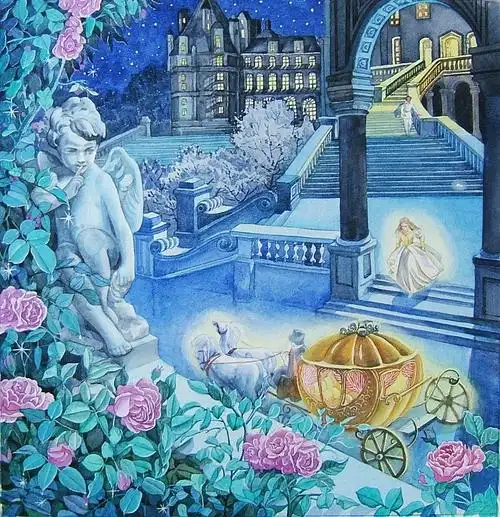 水彩手绘童话故事灰姑娘