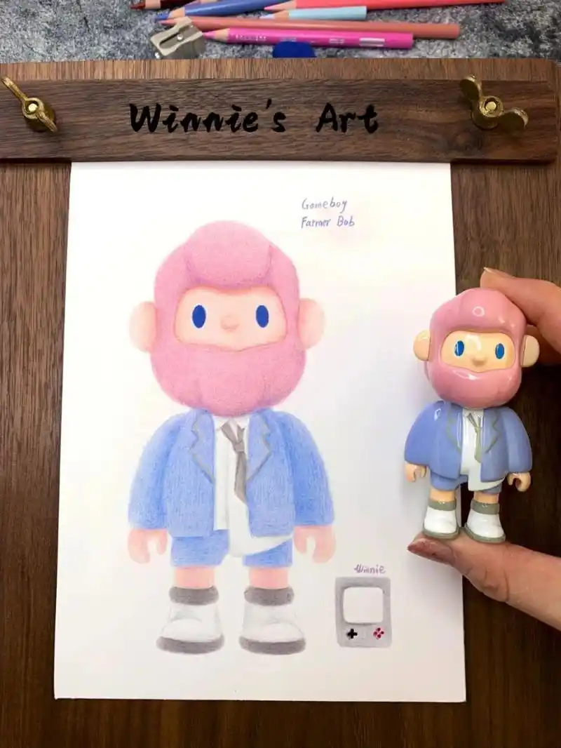 【手绘彩铅盲盒】bob四代热款掌机玩家/附线稿 今天画的是farmer bob