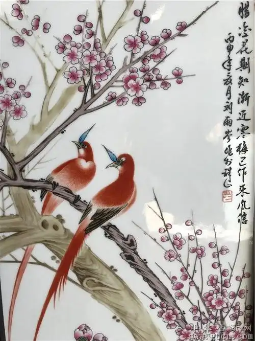 刘雨岑花鸟4条屏瓷板画