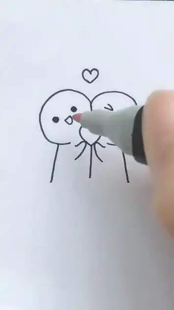 简笔画,爱的表白抱抱