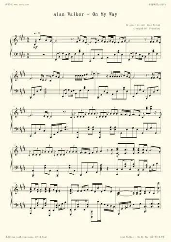 钢琴谱 - alan walker - on my way
