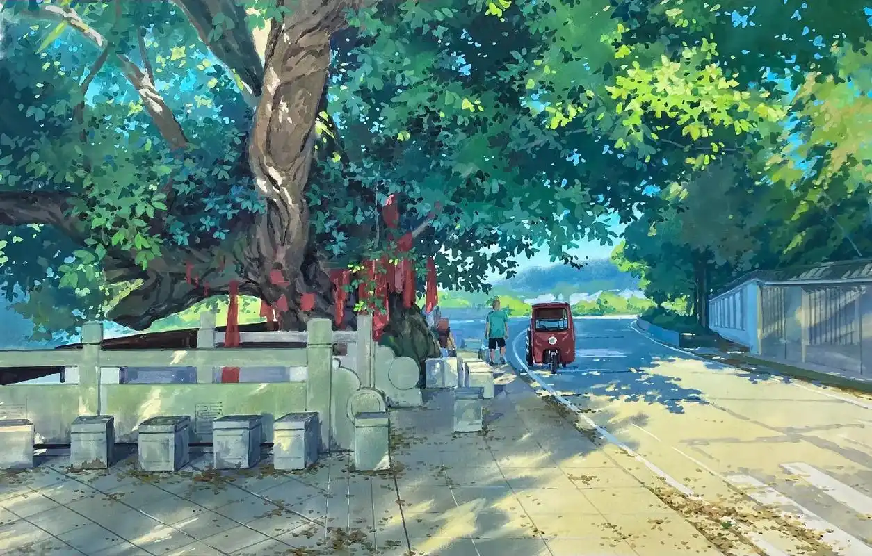 画笔下的家乡,美丽乡村.#不透明水彩#乡村#水彩#插画 - 抖音