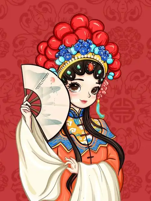 结合女性形象,国潮98999899想到用戏曲结合卡通人物用国潮