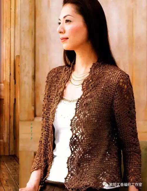 直门襟钩针外套