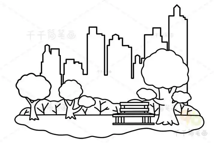 社区景色简笔画