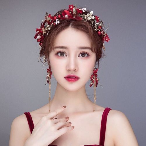 新娘仙气婚服超长敬酒短发夏天发饰出门花环2021秀禾头饰发型大气优惠