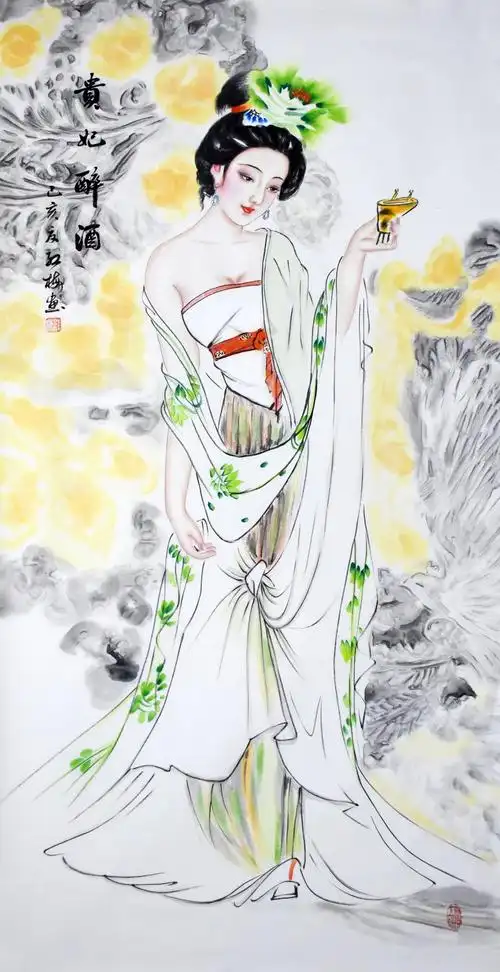 陈红梅 《贵妃醉酒》/68x136cm/传统水墨