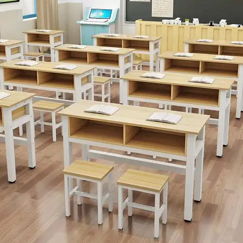 艺可恩学校课桌椅中小学生双层课桌辅导班培训桌补习班带抽屉课桌椅