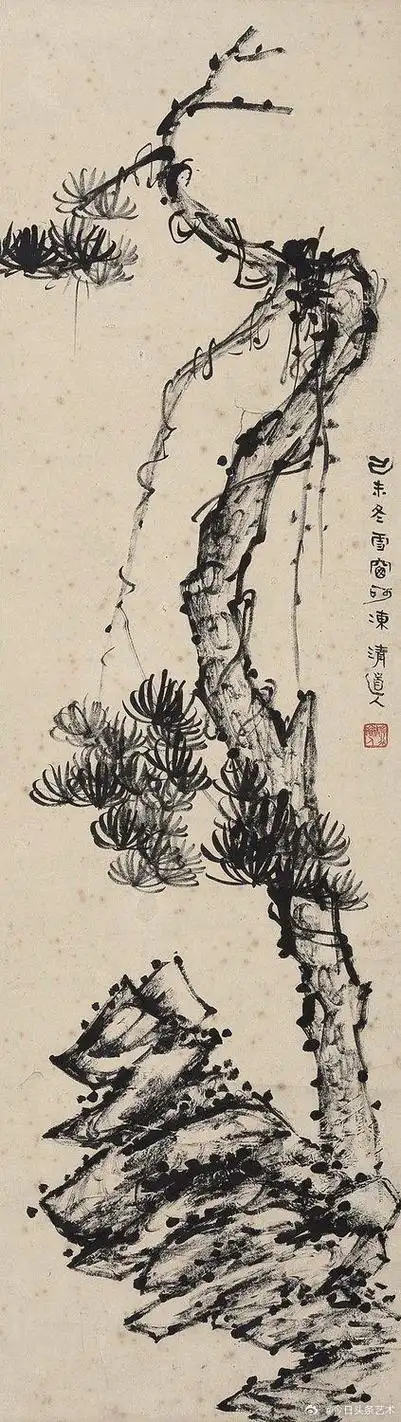 画家李瑞清笔下的古松图