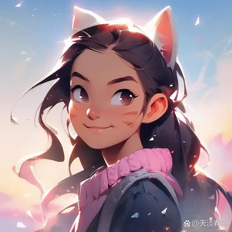 女生可爱卡通微信头像 长着兔子耳朵的可爱女生ai绘画太强大了