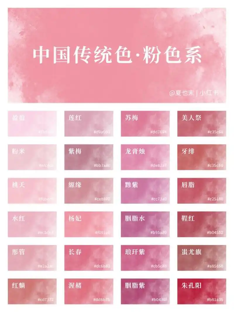 78中国传统色|粉色系 | 可可爱爱猛男粉! 猛男也拒绝不了的粉色!