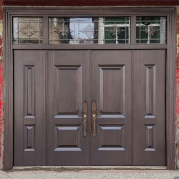 德骊嘉别墅玻璃大门双开门农村自建房对开入户铜门乡村锌合金防盗门