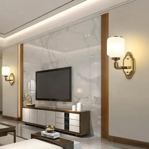 觅物新中式客厅壁灯全铜古典禅意中国风别墅大厅包厢高端卧室餐厅灯具