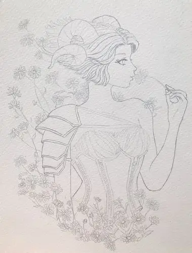 水彩手绘十二星座|白羊座