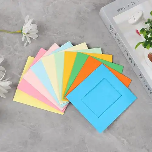 彩色纸相框创意组合照片墙悬挂纸质相框34寸照片墙送麻绳夹子