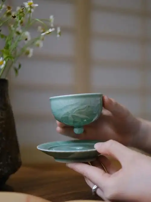 只想与你永不分离一辈子龙泉青瓷杯