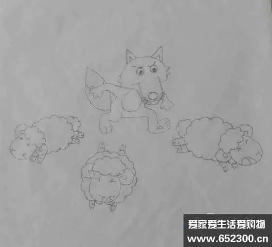披着羊皮的狼的简笔画被狼吃过的羊的简笔画狼和小羊四联幅简笔画小羊