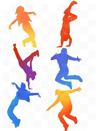 街舞剪影渐变撞色活力青春手绘