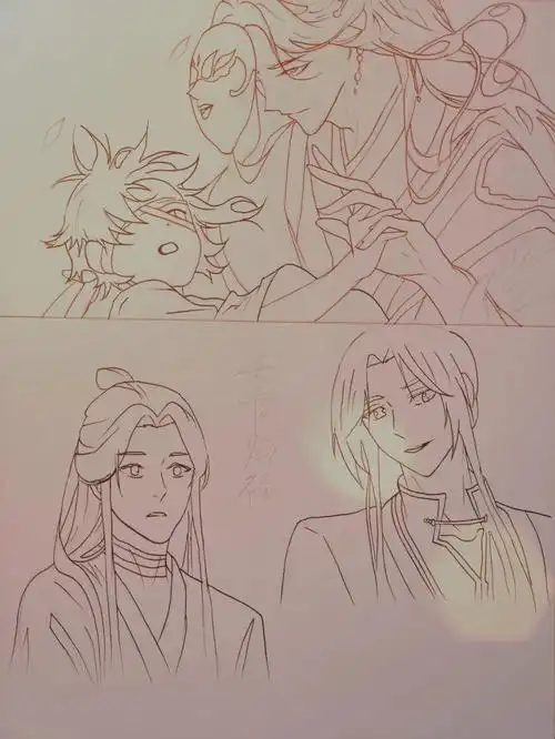 天官赐福花城谢怜  #绘画过程图    为你明灯三千,为你花开满城.