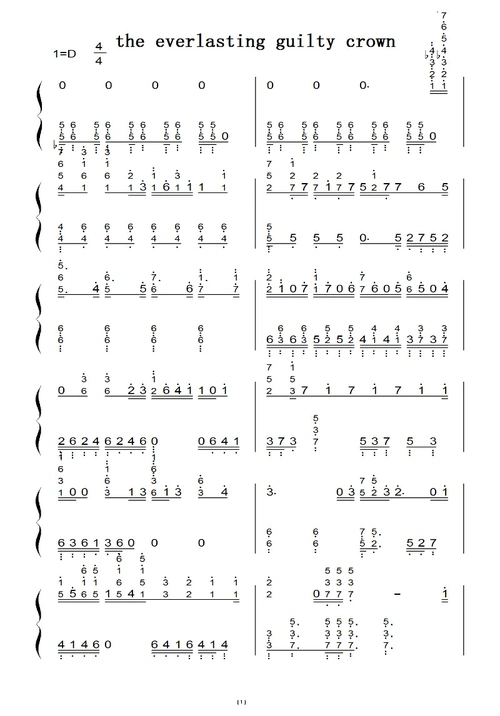 the everlasting guilty crown(罪恶王冠) 动漫原声 钢琴双手简谱