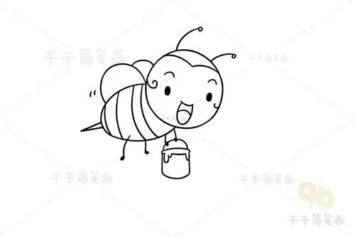 蜜蜂简笔画跟着妈妈去采蜜
