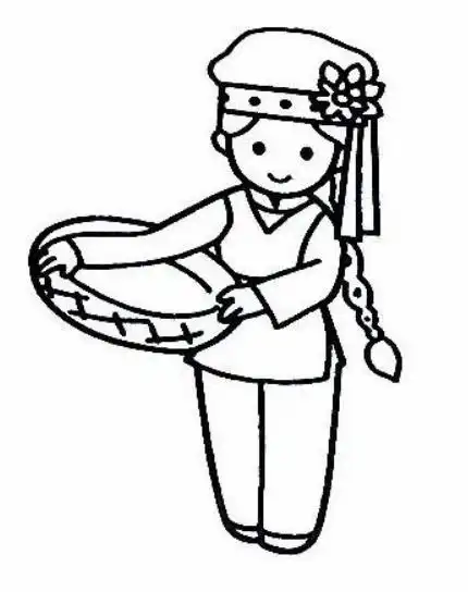 少数民族简笔画彩色 少数民族简笔画彩色人物小朋友