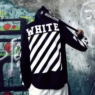 卫衣white国潮秋季字母off印花套头连帽卫衣男休闲宽松上衣外套潮 dff
