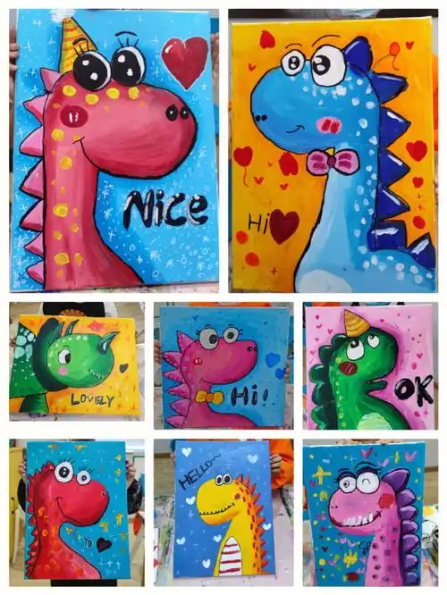 丙烯色彩恐龙出击对比色同类色练习