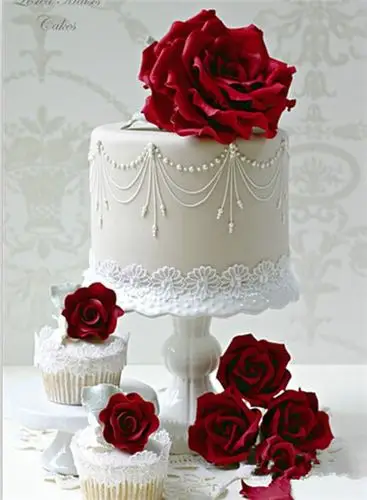 甜美有佳浪漫有余创意翻糖婚礼蛋糕