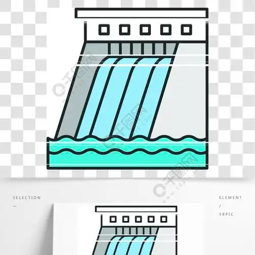 水力发电大坝颜色图标水能源厂水力发电水力发电孤立的矢量图?