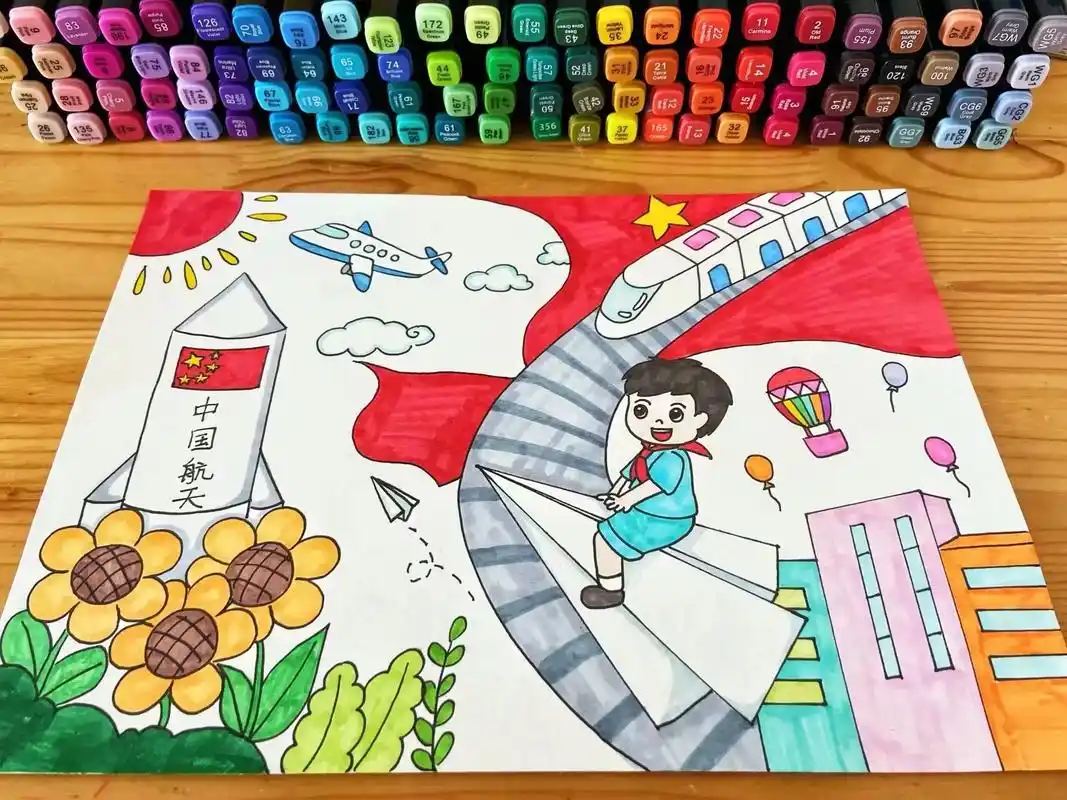 爱国主题儿童画.怀抱梦想 不负韶华主题绘画,歌颂祖国快乐成长 - 抖音
