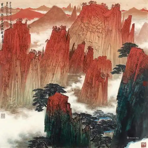 0426黄山秋色镜心设色纸本