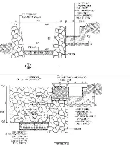 某公园景观设计施工图 a-3 毛石挡墙