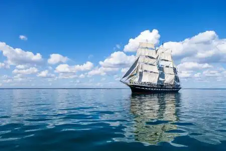 船,帆船,海,天空,云