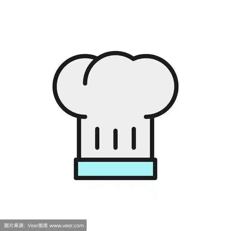 帽子厨师厨师单色线图标孤立