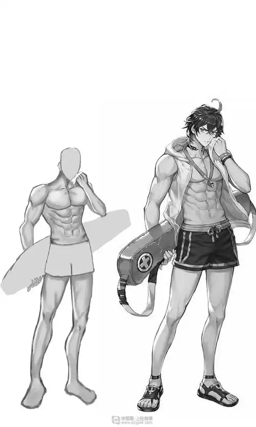 男性人体素描日韩动漫人物训练