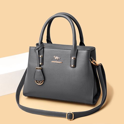 袋鼠皮包真皮百搭大气中年包中年正品妈妈斜挎女士包袋