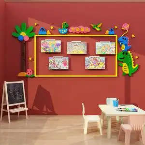 作品展示评比栏美术画教室布置装饰学生风采照片墙面贴幼儿园环创