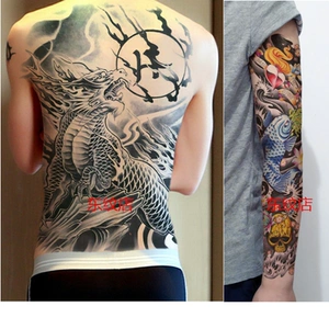 满背 火麒麟 纹身贴 防水男 持久霸气大图龙般若麒麟送一张大全臂