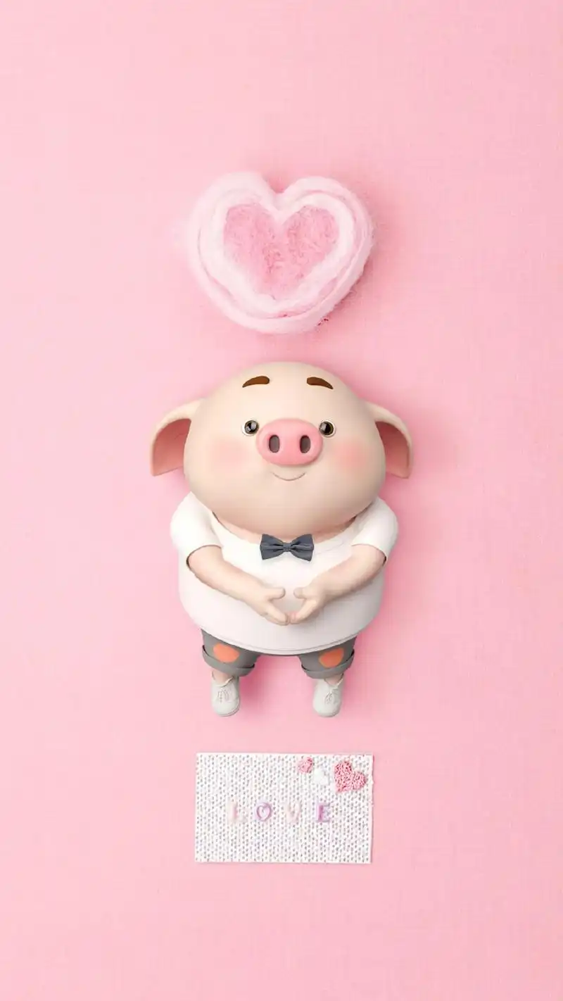 软萌可爱卡通小猪图片手机壁纸