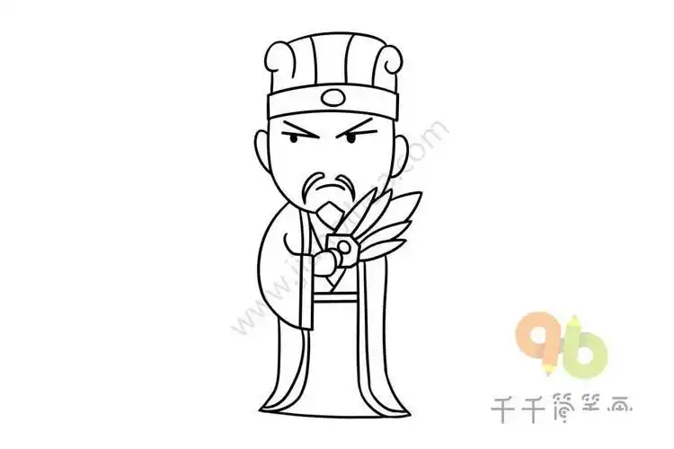 三国演义人物诸葛亮简笔画步骤图