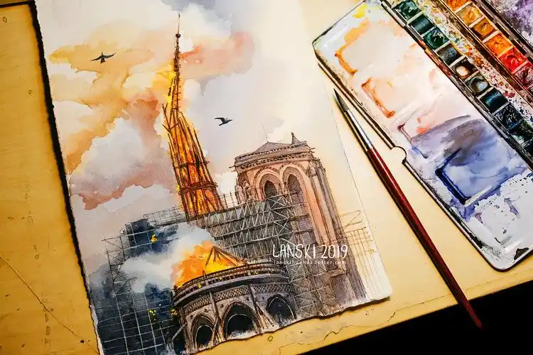 大火里的巴黎圣母院|插画|创作习作|lanskidesign_原创作品-站酷zcool